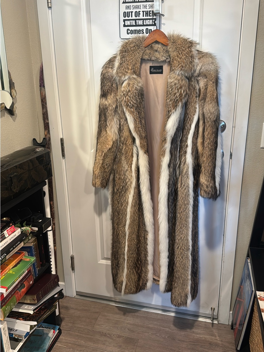 Luxurious Brown & White Fur Trench Coat by Carlo Palazzi